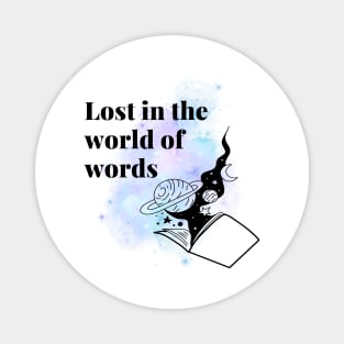 Bookworm lost in the world of words Magnet